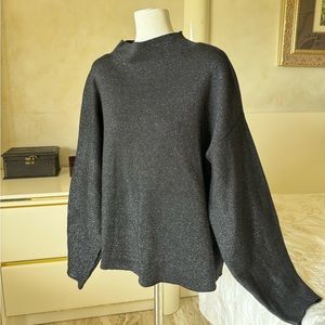 Zara - Fancy sweatshirt . M / medium . Black / sparkly silver. Puffy sleeves